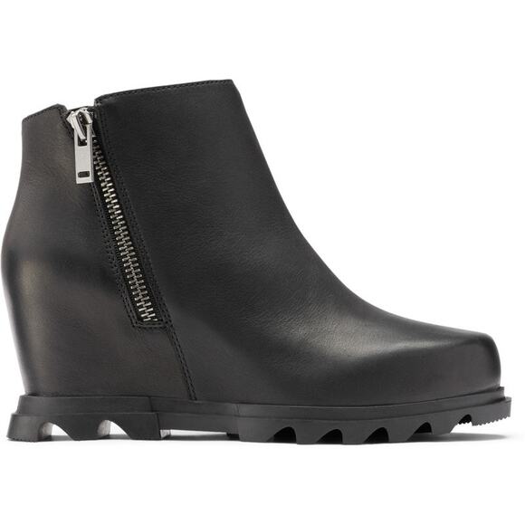 Sorel Women's Joan of Arctic Wedge III Zip Bootie 8.5 ankle boots black leather - Picture 1 of 8